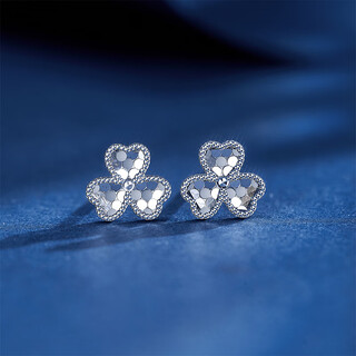 Meluxe clover pt950 platinum earrings crushed ice platinum earrings birthday gift for girlfriend and wife about 1.55g
