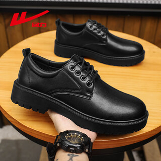 Pull-back leather shoes for men in autumn, all-match heightening, business black casual men's shoes, commuter shoes, oil wax black 42