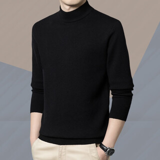 Ordos cashmere sweater men's thickened sweater half turtleneck winter new pure cashmere bottoming sweater black 4xl 190 180-200jin jin equals 0.5 kg to wear