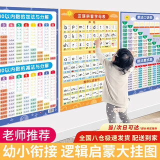 南啵丸汉语拼音拼读训练字母表墙贴儿童早教挂图声母韵母学习神器全表 小学知识挂图9张/套 新款全套9张