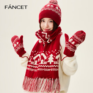 Fancet fair isle hat, scarf and gloves three piece set for women winter sweet and warm new year gift for girlfriend in gift box