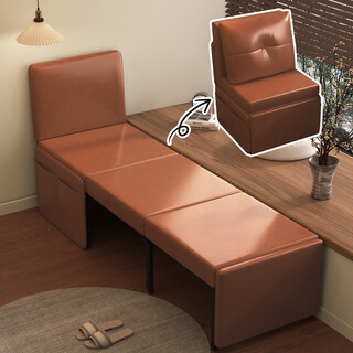 Guwuzhong antique style folding splicing bed bedside widening artifact, adults can sleep on the side, extended children's bed small bed combined with large bed, width 50 height 50 length 205cm, waterproof and easy to care, retro oil wax leather-brown