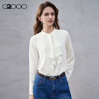 G2000 ribbon design/texture/same style in shopping malls women's 2025 autumn and winter comfortable long-sleeved casual shirt