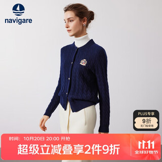 Navigare italian dinghy full wool long-sleeved knitted cardigan warm sweater 2334094508 navy blue m