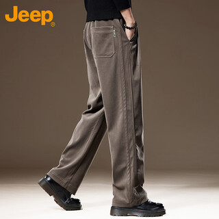 Jeep casual pants men's autumn and winter straight loose work pants men's trendy and versatile men's pants brown xl