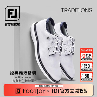 Footjoy golf shoes men's new product traditions breathable fit lightweight comfortable water repellent cushioning men's shoes white navy blue/57938 size 41