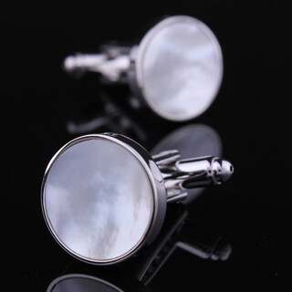 Ywzr high-end gift box french shirt cufflinks cuff nails business men's cuff nails shirt buttons cuff buttons men and women round white shell cuff links gift box
