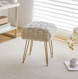 He jiangong dressing table stool makeup stool light luxury dressing chair girls' special dressing stool bedroom home makeup chair new material velvet cream white