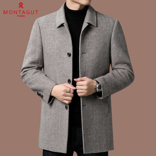 Montagut french double-sided cashmere coat men's mid-length winter casual middle-aged woolen woolen windbreaker coat thick khaki 4xl 190/104a
