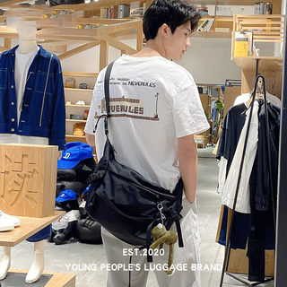 Chaofanji japanese fashion brand crossbody bag high-looking messenger bag student workwear shoulder bag large capacity cross bag black