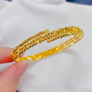 Half a quality 18k gold bouncy bead 18k gold three-circle memory elastic bursting broken gold transfer beads new three begets three