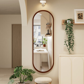 写奕复古镜子全身镜挂墙客厅穿衣镜高级感玄关试衣镜入户门家用壁挂镜 胡桃色50*150-厂家直销 破损包赔