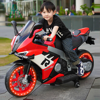 Xiko children's electric motorcycle toy car can seat men, women and adults, parent-child double seat 3-12 years old, extra large stroller, high configuration, red 12v12a chaowei battery + 550 dual drive + leather seat + hand-twisted throttle butterfly, dual drive