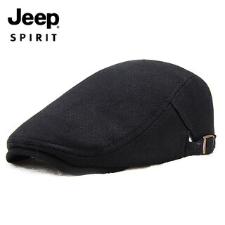 Jeep autumn and winter hat men's cotton peaked hat korean version light board solid color painter's beret women's black one size adjustable