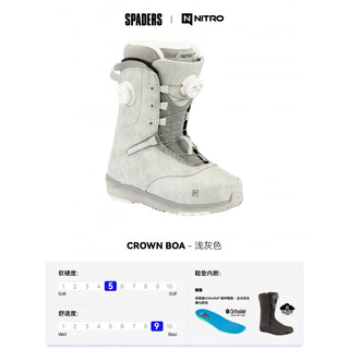 Nitro 25/26 women's snowboard shoes crown boa all-round sliding park flat snowboard shoes lightgrey 38 (inner length 245mm