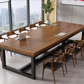Runqing solid wood conference table, long table, simple desk, modern coffee table, rectangular negotiation table, large board table, office desk, double version, 300 long, 120 wide, 75 high