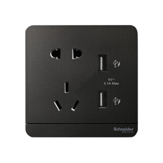 Schneider yishang series deep space gray five-hole with two holes 3.1a usb socket e83426102usb_dg_c1 five-hole with dual usb yishang deep space gray