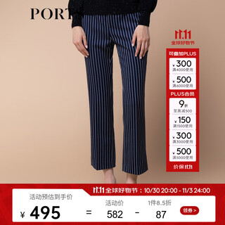 Ports autumn and winter new women's nine-point pants vertical striped trousers sm9p008nff081 zhangqing striped xs (2)