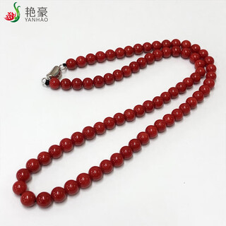 Yanhao boutique natural coral necklace ox blood red koscica ball necklace collection jewelry gift 6.3-7