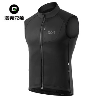 Rockbros cycling vest winter cold and windproof men's and women's road mountain bike fleece thermal vest black m