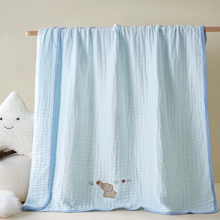 Berela absorbent six-layer bamboo cotton gauze all-season bath towel baby bath towel cover blanket newborn super soft baby bath towel blue 110x110cm