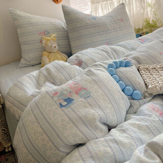 Yong huan ins bedding four-piece set pure cotton 2025 new bed student dormitory three-piece sheet set little elephant baby class a soft and waxy 0:9m quilt cover 150x200cm three-piece set