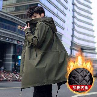 Shengfangyuan hangzhou Итальянская французская ветровка мужская новая весенняя мужская ветровка средней длины тонкое осеннее и зимнее стеганое утолщенное черное широкое военно-зеленое хлопковое утолщенное m свободное и слишком большое 110 ~ 130jin jin равен 0,5 кг