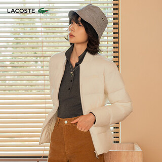 Lacoste french crocodile women's 25 autumn new solid color zipper goose down jacket | bf2502 70v/off-white m 38
