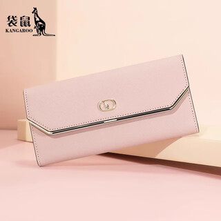Kangaroo wallet ladies genuine leather new authentic niche fashionable long handbag large capacity wallet exquisite handbag trendy girly pink