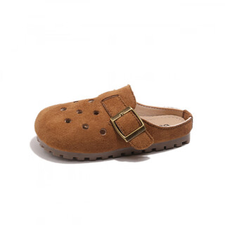 月星（MOON STAR）女童美拉德勃肯鞋2025春夏款复古百搭一脚蹬懒人鞋包头拖鞋洞洞鞋 棕色 25 15.7cm;