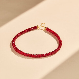 Yicai hongyan 18k gold ruby bracelet colorful treasure bracelet pigeon blood red bracelet for the year of birth customized gift for girlfriend 3-3.5mm/selected high clarity/pigeon blood red bracelet/gold dot 17cm