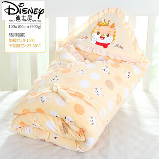 Disney (disney) baby quilt, inner layer, pure cotton newborn wrap, baby blanket, autumn and winter thickened sleeping bag supplies, extra large and thickened baby yellow 100x100cm
