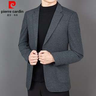 皮尔卡丹羊毛西服男外套 秋冬新款男士商务休闲小西装男免烫单西品牌男装 2862款-深灰色 50 (175) 适合125-140斤