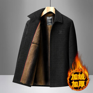 Less is more lilang winter new style lapel plus velvet thickening mid-length dad detachable fur collar jacket coffee color 4xl 195