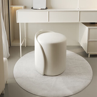 小匠材化妆凳家用卧室梳妆台凳子轻奢软包圆凳网红美甲凳换鞋凳白+灰色