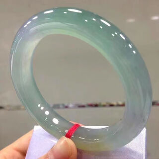 青白色和田玉晴水玉镯子送妈妈正圈年轻款正品玉石玉器 54