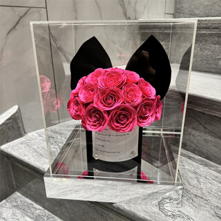 Eternal flower rose hug bucket acrylic 520 valentine's day bouquet for girlfriend engagement birthday confession gift rose red