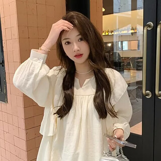 Yezhi maternity clothing autumn fashion korean style pregnancy long sleeve shirt loose casual baby sweater autumn versatile tops and clothes korean version baby baby sweater for pregnant women apricot one size
