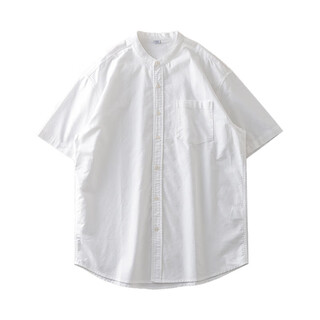 Duken heavyweight oxford textile stand collar short sleeve shirt men's summer casual inch shirt white henley collar new style white m _ (suitable for 90-110jin jin equals 0.5 kg)