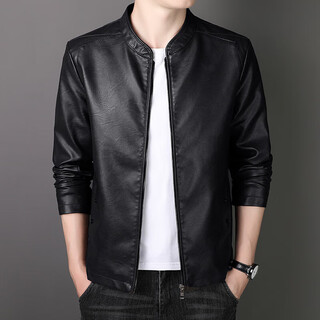 2025 autumn and winter mainly promotes personalized stand-up collar motorcycle leather casual jacket clp push stand-up collar motorcycle casual leather jacket jd black 2xl recommended 135-150jin jin equals 0.5 kg