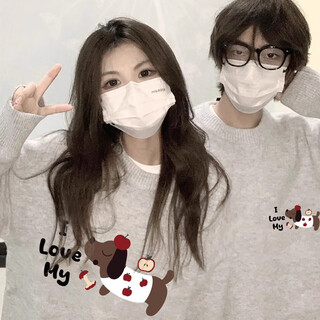 Mdlila couple sweater 2025 new autumn and winter high-end niche super good-looking round neck pullover long-sleeved knitted top white gray women's s