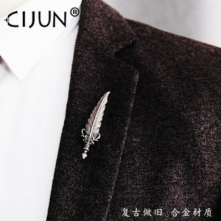 This gentleman's men's brooch is a high-end retro quill pen suit pin with personality, versatile and high-end vest accessories as a gift to a friend. retro quill pen brooch
