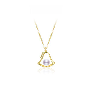 Fat donglai quality pearl necklace female love bell s925 silver inlaid freshwater pearl pendant chain 5-6mm round purchasing agent 5-6mm 40+5cm chain tail
