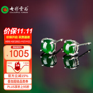 Colorful yunnan jade earrings ice sunny green jade earrings women's jade earrings silver inlaid earrings
