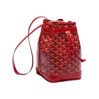 Goyard goya women's bag presbyopic printed drawstring closure canvas patchwork leather bucket bag shoulder bag small women's bag multi-color red