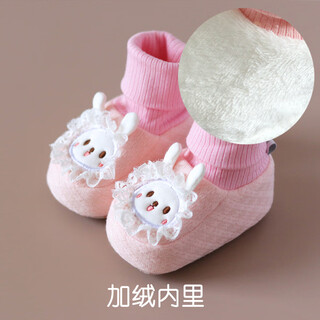 澳颜莱女宝宝鞋袜春秋季软底婴儿鞋子学步初生幼儿鞋套新生儿3-6月布底8 DB粉色波丽兔冬款 11 内长10cm_参考0-5月