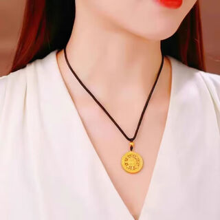 Lianshi quality 18k gold eight treasures compass pendant new 18k gold women's necklace ancient method inherited alloy fu brand braided rope eight treasures compass pendant + classic black rope