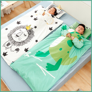 Autumn and winter 012 years old baby sleeping bag children's class a pure cotton detachable sleeves anti-kick quilt thickened constant temperature 100x180 spring and autumn thin bag (3-12 years old) crocodile harpy