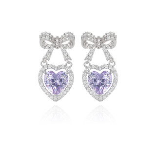 Xuping xuping jewelry alloy fashion romantic sweet cool micro-inlaid bow love earrings women’s gift accessories purple