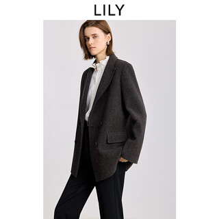 Lily2025 new winter style wool, mulberry and silk blended old money style silhouette temperament commuting woolen suit jacket for women 734 rock brown m